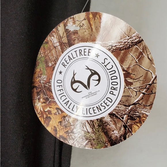 NEW RealTree Womens Short Sleeve Solid Black Graphic T-Shirt Pink Logo M L Large - Picture 2 of 3